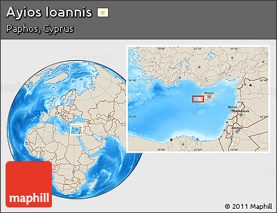 Shaded Relief Location Map of Ayios Ioannis