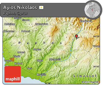 Physical Map of Ayios Nikolaos