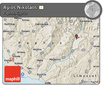 Shaded Relief Map of Ayios Nikolaos