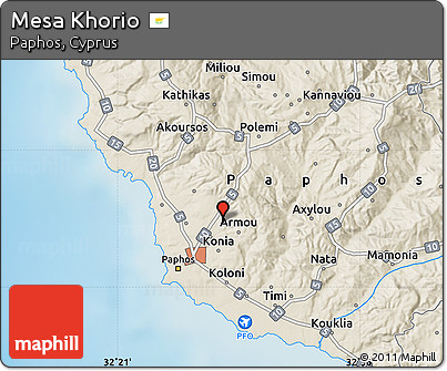 Shaded Relief Map of Mesa Khorio