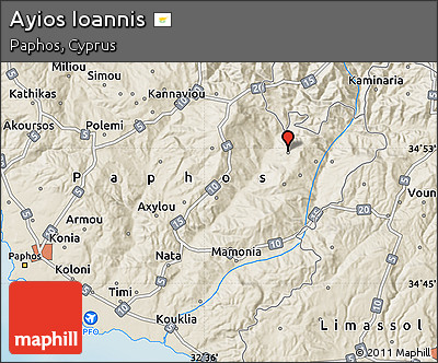 Shaded Relief Map of Ayios Ioannis