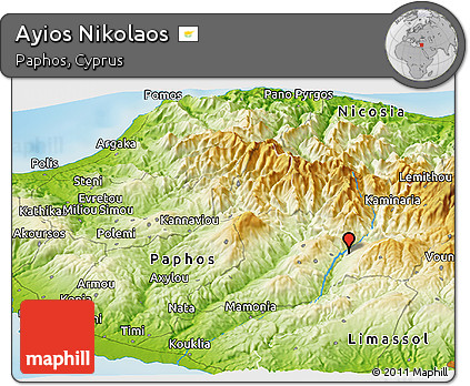 Physical Panoramic Map of Ayios Nikolaos