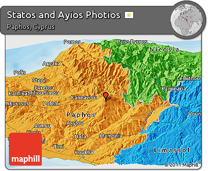 Political Panoramic Map of Statos and Ayios Photios