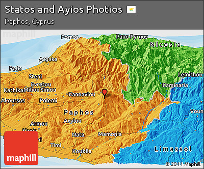 Political Panoramic Map of Statos and Ayios Photios