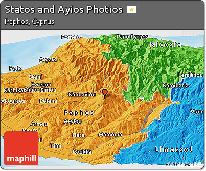 Political Panoramic Map of Statos and Ayios Photios