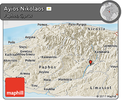 Shaded Relief Panoramic Map of Ayios Nikolaos