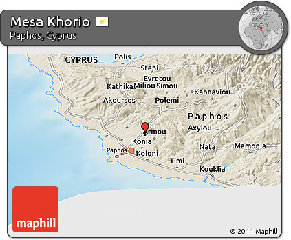 Shaded Relief Panoramic Map of Mesa Khorio