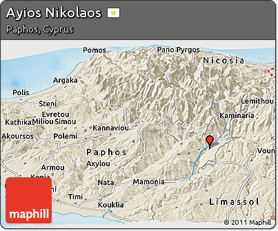 Shaded Relief Panoramic Map of Ayios Nikolaos