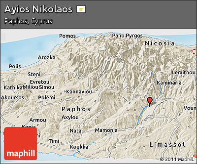 Shaded Relief Panoramic Map of Ayios Nikolaos