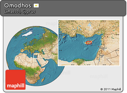 Satellite Location Map of Omodhos