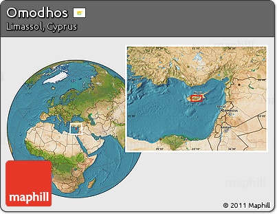 Satellite Location Map of Omodhos