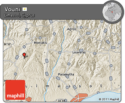 Shaded Relief Map of Vouni
