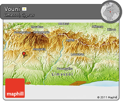 Physical Panoramic Map of Vouni