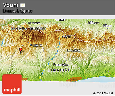 Physical Panoramic Map of Vouni