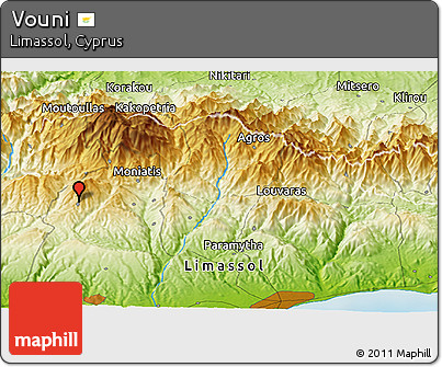 Physical Panoramic Map of Vouni