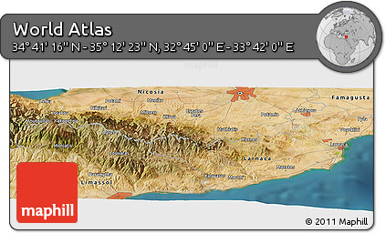 Satellite Panoramic Map of the Area around 34° 56' 49" N, 33° 13' 30" E