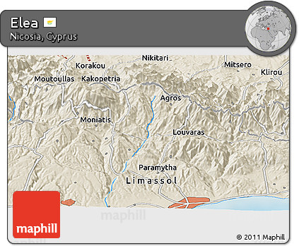 Shaded Relief Panoramic Map of Elea