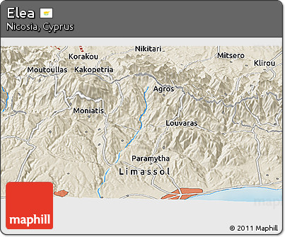 Shaded Relief Panoramic Map of Elea