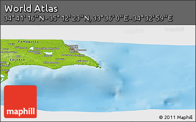 Physical Panoramic Map of the Area around 34° 56' 49" N, 34° 4' 30" E