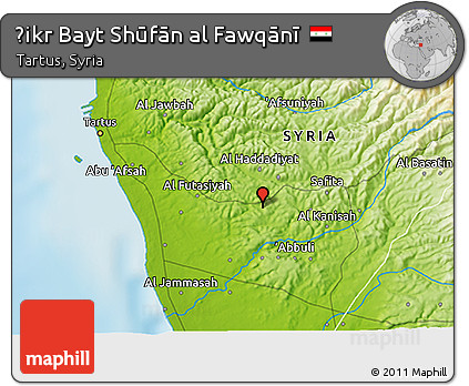 Physical 3D Map of Ḩikr Bayt Shūfān Al Fawqānī