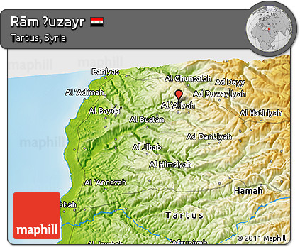 Physical 3D Map of Rām Ḩuzayr