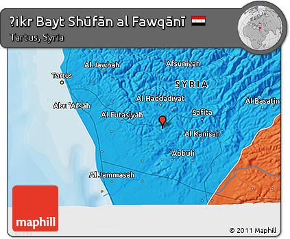 Political 3D Map of Ḩikr Bayt Shūfān Al Fawqānī