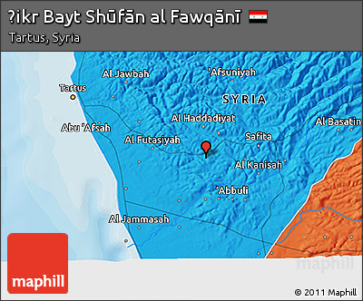 Political 3D Map of Ḩikr Bayt Shūfān Al Fawqānī