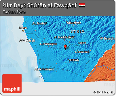 Political 3D Map of Ḩikr Bayt Shūfān Al Fawqānī