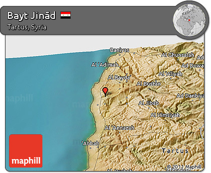Satellite 3D Map of Bayt Jinād