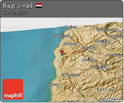 Satellite 3D Map of Bayt Jinād