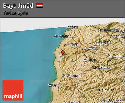 Satellite 3D Map of Bayt Jinād