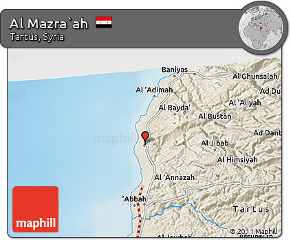Shaded Relief 3D Map of Al Mazra`ah
