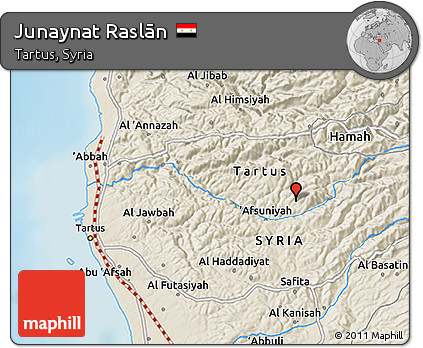 Shaded Relief 3D Map of Junaynat Raslān