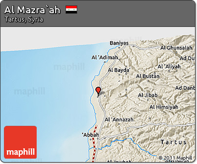 Shaded Relief 3D Map of Al Mazra`ah