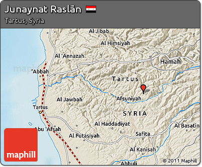 Shaded Relief 3D Map of Junaynat Raslān