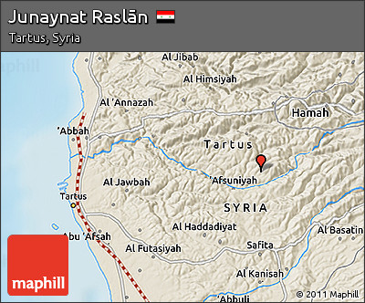 Shaded Relief 3D Map of Junaynat Raslān