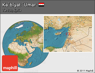 Satellite Location Map of Ka`bīyat `Umar