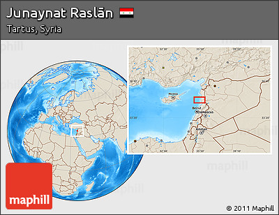 Shaded Relief Location Map of Junaynat Raslān