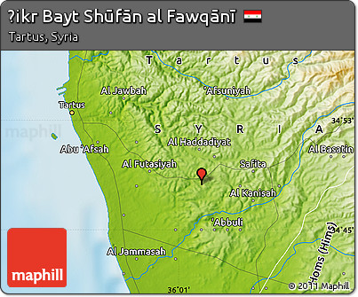 Physical Map of Ḩikr Bayt Shūfān Al Fawqānī
