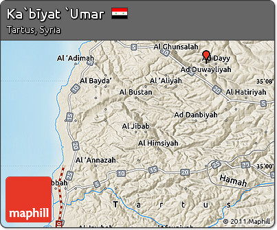 Shaded Relief Map of Ka`bīyat `Umar