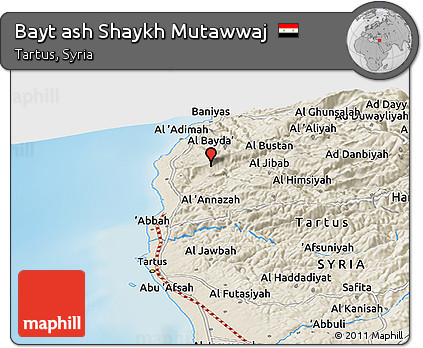Shaded Relief Panoramic Map of Bayt Ash Shaykh Mutawwaj