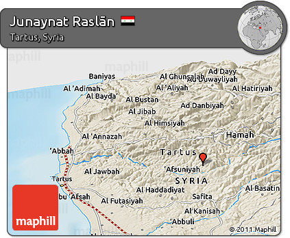 Shaded Relief Panoramic Map of Junaynat Raslān