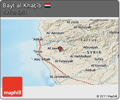 Shaded Relief Panoramic Map of Bayt Al Khaţīb