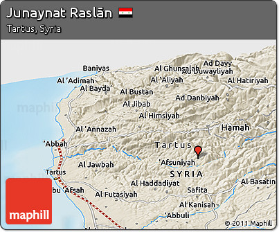 Shaded Relief Panoramic Map of Junaynat Raslān