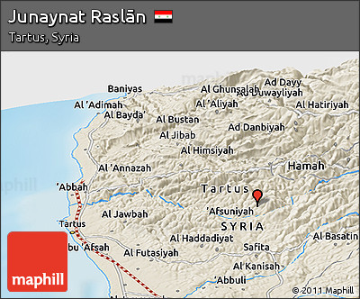 Shaded Relief Panoramic Map of Junaynat Raslān