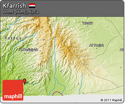 Physical 3D Map of Kfarrīsh