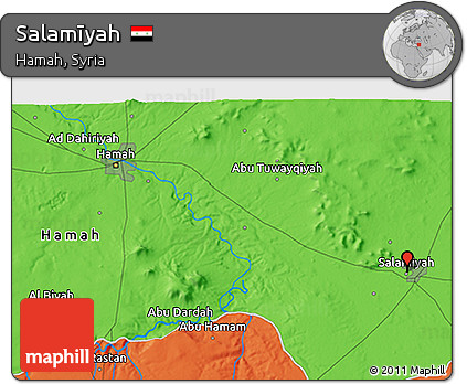 Political 3D Map of Salamīyah