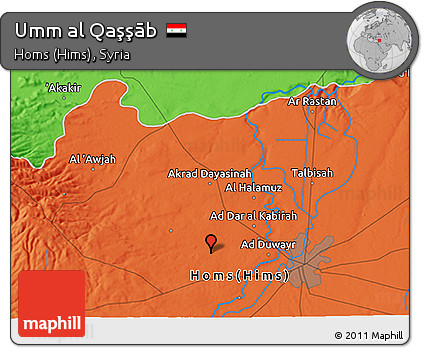 Political 3D Map of Umm Al Qaşşāb