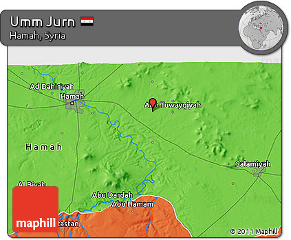 Political 3D Map of Umm Jurn