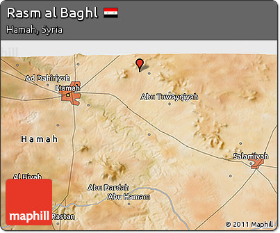 Satellite 3D Map of Rasm Al Baghl